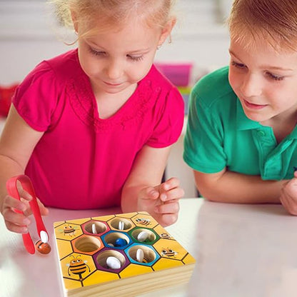 Toddler Fine Motor Skill Toy, Bee to Hive Matching Game, Montessori Wooden Color Sorting Matching Toy, Preschool Educational Learning Toys Gift for Toddler 3 Years Old
