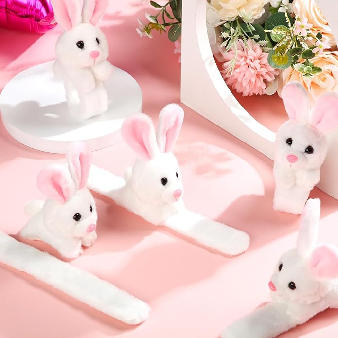 Lenwen 8 Pcs Stuffed Animal Slap Bracelets for Kids Plush Animals Slap Bracelets Bulk Cute Tiger Giraffe Turtle Koala Bracelets Wrist Animals for Girls Boys Valentine's Day Party