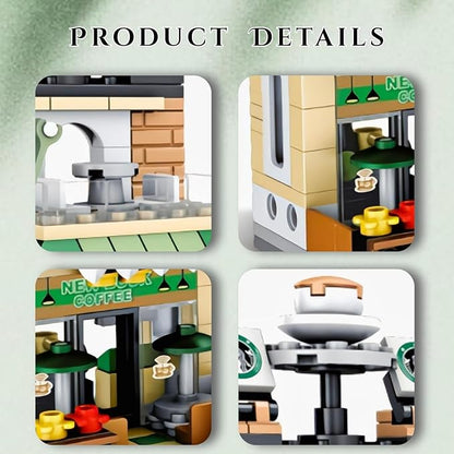 City Coffee Shop Street View Building Sets, Mini Cute Cafe House Building Blocks Toys Home Decor, Architecture Model Kit Ideas Gift for Adults,Boys Girls 8-14 Years (236 Pieces)