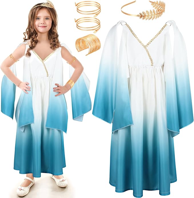 Foaincore 5 Pack Halloween Costumes Accessories Set Greek Goddess Costume Girls Kids Ancient Roman Dress Mental Snake Armband