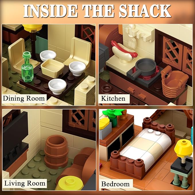 Mystery House Building Sets, 1108 PCS Gravity Shack Building Blocks Toy, Compatible with Lego House Cabin, Christmas Birthday Gift for Boys Girls Adults and Fans