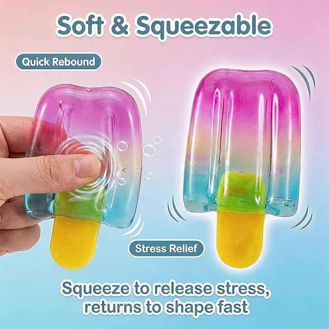 Ice Cream Squeeze Squishy,Summer Party Favors for Kids Adults,Soft Slow Rising Sensory Fidget Toy for Stress & Anxiety Relief,Birthday Gift & Classroom Rewards