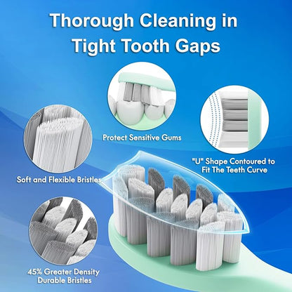 Portable Electric Soft Toothbrush with Travel Case, 90-Day Largest Battery Life, 10 Brush Heads, 5 Modes Deep Clean, Ergonomically-Designed for Enhanced Comfort - Ideal Gift for Adults & Kids