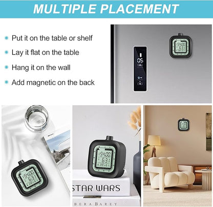 Visual Timer with Alarm Clock Kids Timer Countdown Count-up 1-60 Minutes Kitchen Timer Student Timer Bathroom Timer Clock Sports Timer time Manager with Digital Thermometer Hygrometer (Black)