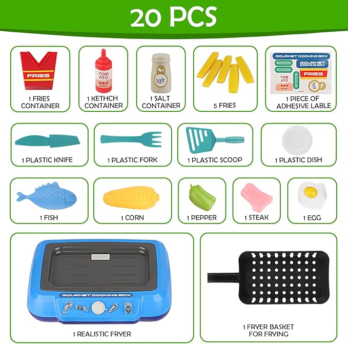 Kids Pretend Play Food with Water Activated Color Changing Toys, Cooking Grill Kitchen Playset for Kids, Great Outdoor Camping Toy, Cute Presents for Toddler Child Girl Boy 3 4 5 6 Year Old