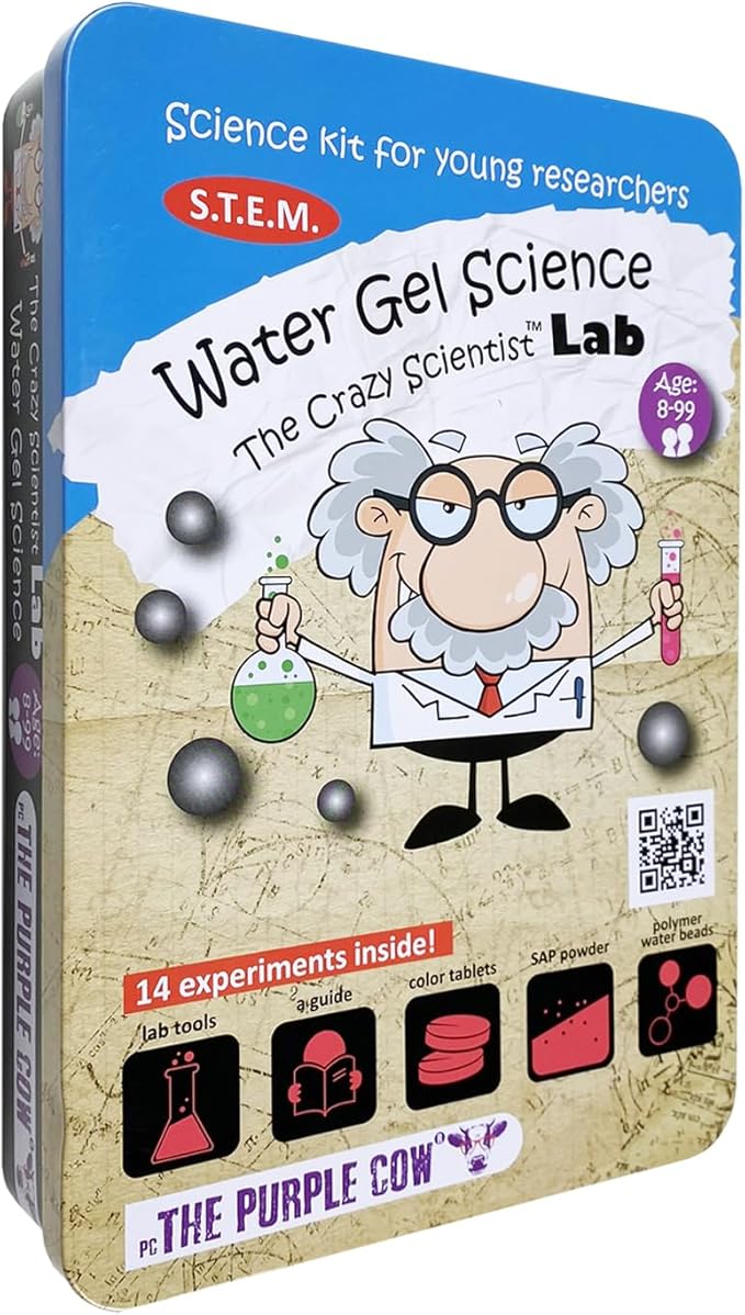 The Purple Cow Crazy Scientist Water Gel Science - Science Kits for Young Researchers. for Learning & Education - STEM Educational Games for Kids, Boys & Girls, with Instructions