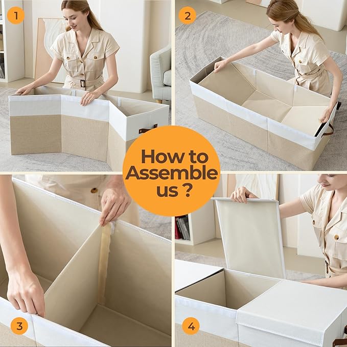 Large Toy Box,83L Foldable Sturdy Toy Storage with Lid,25"x13"x16" Kids Storage Organizer,Toy Chest for Boys&Girls, for Living Room,Nursery,Bedroom,Playroom,Large Capacity Toybox(Beige)