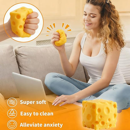 2 Packs Yellow Cheese Squishy Slow Rising, Squishy Squeeze Cheese Block, Soft Novelty Toy, Stress Balls for Adults Rebounding Sensory Squishys Cheese