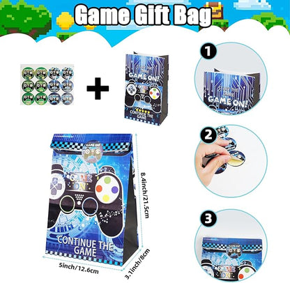 125Pcs Video Game Party Favors for Kids, with Goodie Bag Stuffers Includ Arcade Video Game Keychain Glasses Bracelets Stamps Tattoos Stickers etc, for Kids Boys Girls Birthday Party Favor Supplies