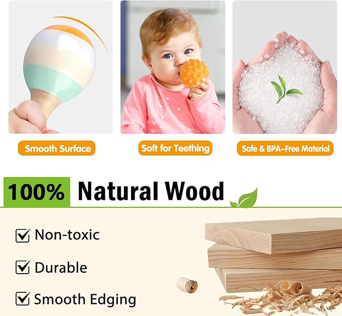 Wuzhineisn Baby Toys 6-12 Months Montessori Toys 6 in 1 Musical Instruments for Toddler, Stacking Blocks Development Learning Educational Toy with Wooden Xylophone Infant Baby Birthday Easter Gift