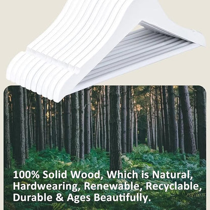 FairyHaus Kids Hangers 20 Pack 12.8 Inch, Solid Wooden Baby Hangers for Closet, Anti-Rust 360° Swivel Hook, Notches & Smooth Finish, Durable and Strong Childrens Hangers for Clothes White