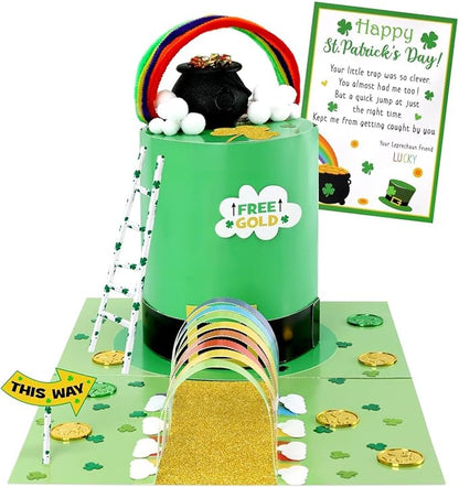 St Patrick's Day Leprechaun Trap Crafts Kit for Kids Ages 4-8 DIY Kit St Patricks Day Party Supplies Catch a Leprechaun Kids Classroom Activity Saint Patricks Day Party Decoration