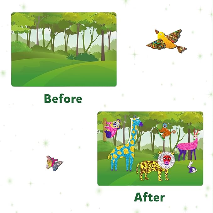 Skillmatics Art & Craft Activity - Foil Fun Animals, No Mess Art for Kids, Craft Kits & Supplies, DIY Creative Activity, Gifts for Boys & Girls Ages 4, 5, 6, 7, 8, 9, Travel Toys