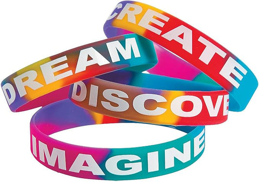 Fun Express Watercolor Rubber Bracelets - 24 Pieces - Educational And Learning Activities For Kids