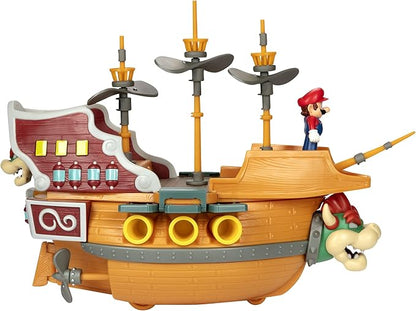 Super Mario Deluxe Bowser's Air Ship Playset with Mario Action Figure – Authentic in-Game Sounds & Spinning Propellers