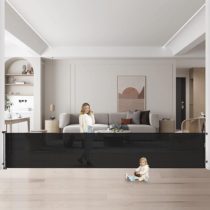 175 Inch Retractable Dog Gate Extra Wide Baby Gate Retractable Baby Gates Extra Wide Pet Gates for Dogs Extra Long Baby Gate Extra Large Dog Gates for The House Extra Wide Dog Gates for Large Openings