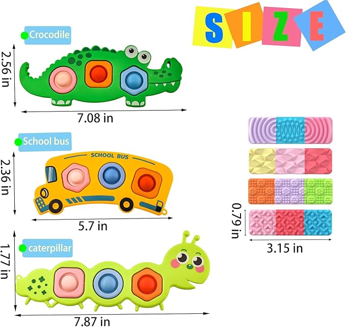 8 Pack Sensory Toys for Kids with Autism, Fidget Toys Adults Calming, Sensory Stickers for Anxiety Relief Items, Fidget Strips for Classroom Desk for Travel, Easter Gifts for Kids