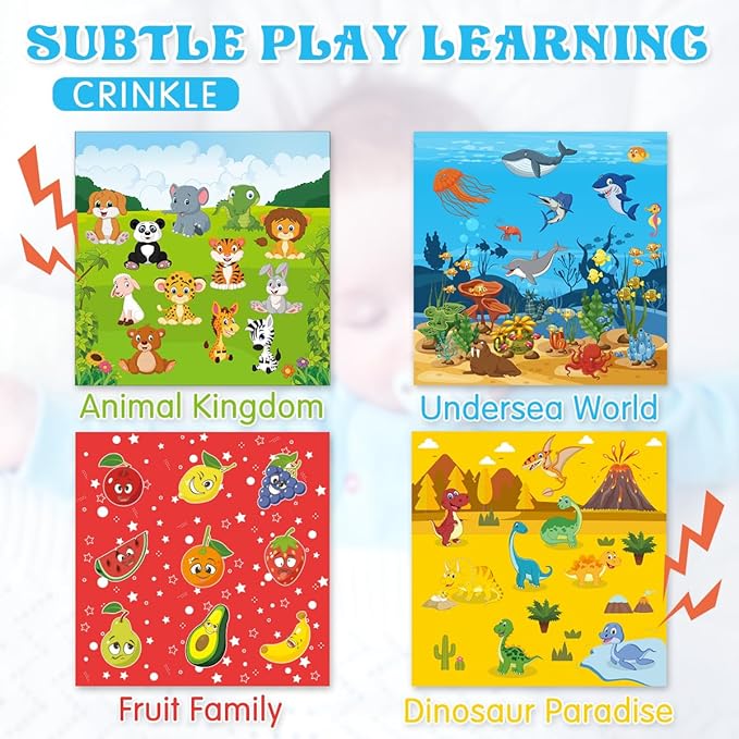 Baby Toys 6 to 12 Months - Baby Tissue Box Toys Montessori Toys for Babies 6-12 Months Soft Crinkle Infant Sensory Toys for 1 Year Old Early Learning Toys Baby Boys Girls Gifts