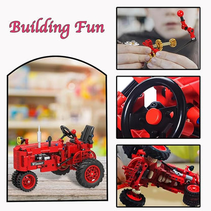 TOMAZON 302Pcs Building Blocks Toy Set Classic Farm Tractor Models for Kids, Construction Engineering Kit for Boys & Girls Ages 8-12 Years Old (Farm Tractor)
