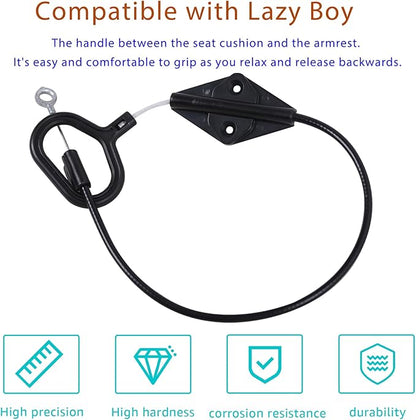 D-Ring Recliner Handle Replacement, Compatible with Lazy boy Handle Parachute Recliner Release Extension Cable, 22 inch Inclined Sofa seat Handle Replacement Accessories