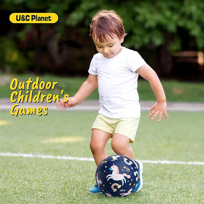 U&C Planet Playground Balls for Toddlers 1-3, 2 Pack 6 inch 8.5 inch Kickball for Kids Outdoor Indoor, Catoon Rubber Balls with Pump, Child Gift for Boys Girls 1-3 3-5 5-10