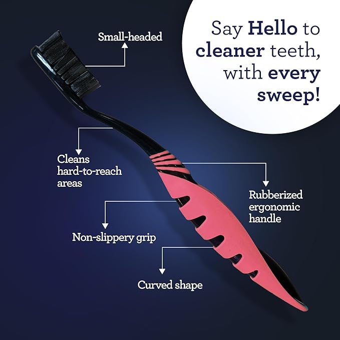 GuruNanda Charcoal Infused Toothbrush – Soft Charcoal Bristles - Helps Clean Plaque, Whitens Teeth, and Aids in Fresh Breath – BPA-Free Brush for Adults & Kids (6 Count)