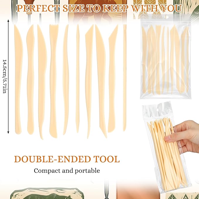 Ferrochef 20 Set 200 Pcs Clay Sculpting Tools Different Shapes Pottery Tools Plastic Clay Carving Cutters Pottery Trimming Supplies for DIY Ceramics Plastilina Molding Embossing (Classic Style)