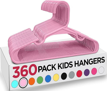 Utopia Home 360 Pack Kids Hangers - 11.5 Inch Plastic Baby Hangers for Closet - Childrens Hangers for Clothes & Infant Hangers for Closet - Ideal for Everyday Standard Use (Baby Pink)