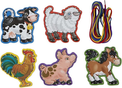 Melissa & Doug Lace and Trace Activity Set: 5 Wooden Panels and 5 Matching Laces - Farm
