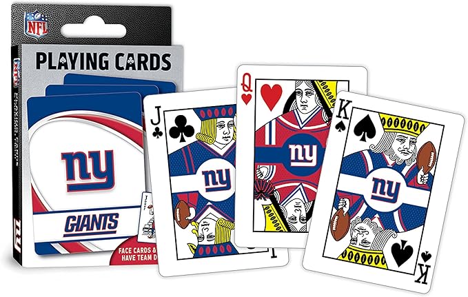 MasterPieces - NFL Playing Cards, Officially Licensed New York Giants Football Deck, Family Games for Adults and Kids, Standard Index