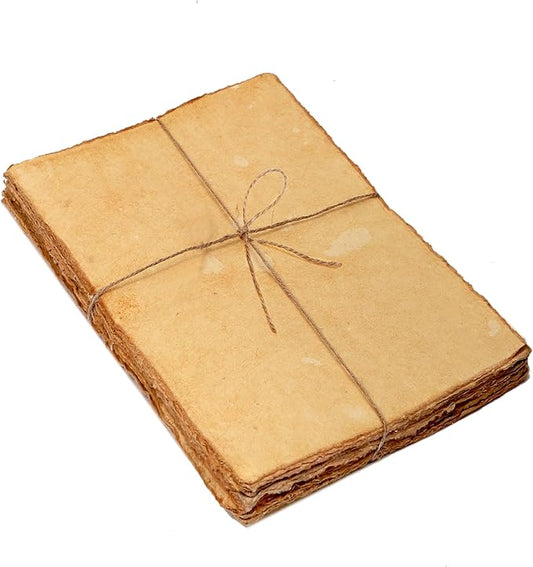 50 Pack Cotton Watercolor Paper with Deckle Edge 200 GSM Rough Textured Watercolor Paper for Writing