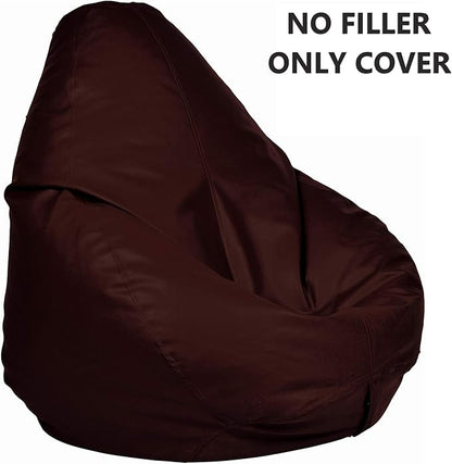 Ample Decor Bean Bag Cover (No Filling), Plush Toys Storage Soft Leatherette, Durable Construction Sturdy Zipper, Ideal for Children and Teenagers - Brown
