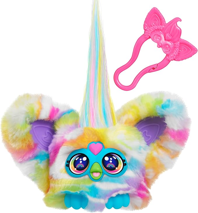 Furby Furblets Zee-Bah Mini Friend, Electronic Plush Toys for Girls & Boys, Rainbow Zebra, Speaks Furbish & Plays Music, Series 5, Easter Basket Stuffers, Ages 6+
