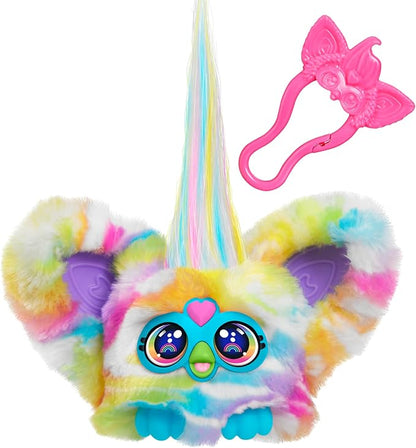 Furby Furblets Zee-Bah Mini Friend, Electronic Plush Toys for Girls & Boys, Rainbow Zebra, Speaks Furbish & Plays Music, Series 5, Easter Basket Stuffers, Ages 6+