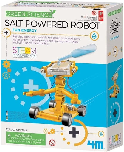 4M Toysmith, Green Science Salt Water Powered Robot Kit, STEAM Powered Kids, Beach Toy, For Boys & Girls 5+