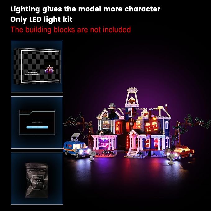 Vaodest LED Lighting Set Compatible with LEGO 11370 Stranger Things The Creel House, DIY Light Kit for 11370 Building Blocks Model, Easy Installation Lighting Accessories (Building Sets Not Included)