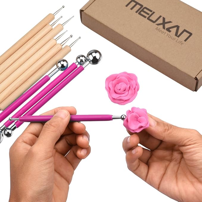 Meuxan 10 Piece Ball Stylus Dot Painting Tool Set, Clay Pottery Modeling Kit