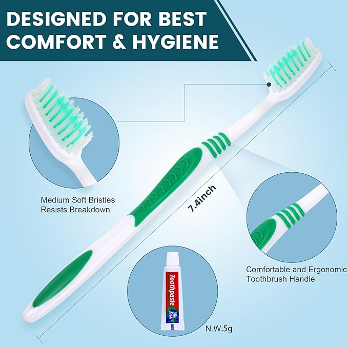 50 PCS Individually Wrapped Toothbrushes with Toothpaste Bulk, Disposable Toothbrushes Bulk, Bulk Toothpaste, Travel Toothpaste Bulk, Ergonomics Handle, Soft Bristle, Perfect for Travel,Hotel,Donation