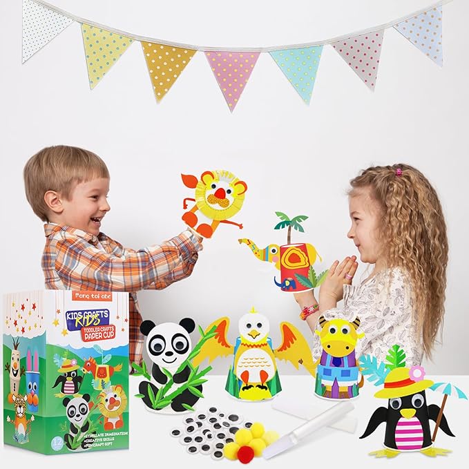 fangtaiabc Arts and Crafts for Kids Ages 4-8 .Arts and Craft Kit for Toddlers and Preschoolers Art Craft Gift for Kids- 12 Paper Cup Art Kit Toy for.3, 4,5.6.7.8Year Old Boys Girls Toddlers,