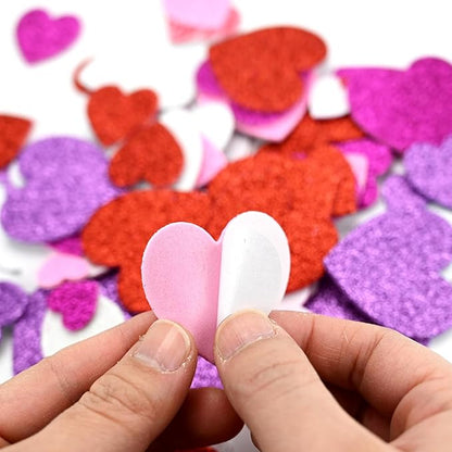 24 Sets DIY Valentine's Day Foam Tree Crafts Kits Decorations Self Adhesive Heart Sticker Love Heart Letter Shiny Sticker for Kids Party Favors Fun Classroom Home Activities