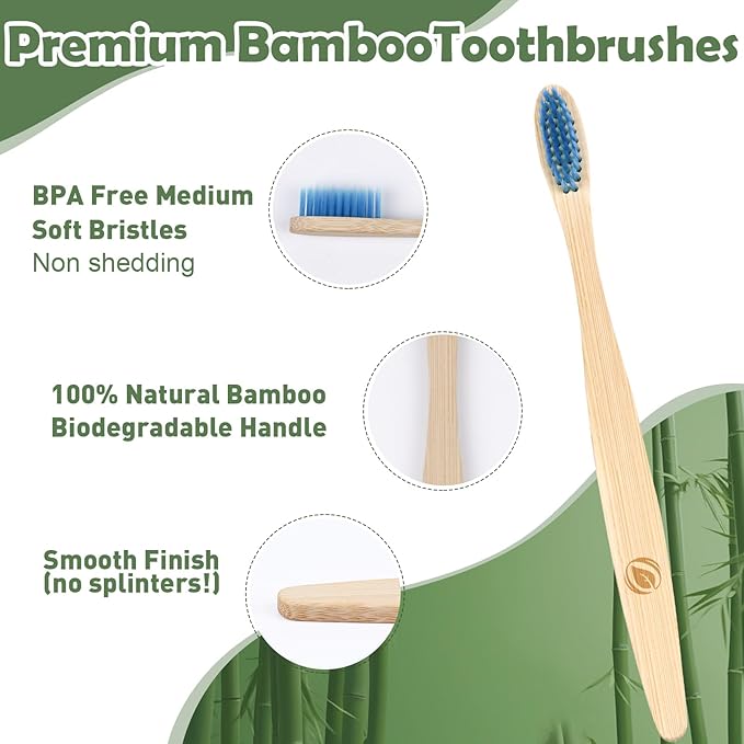 36PCS Kids Bamboo Toothbrushes, BPA Free Soft Toothbrushes for Adults and Kids, Soft Bristles Toothbrushes, Reusable Travel Toothbrushes, Eco Friendly Natural Wooden Toothbrushes Bulk