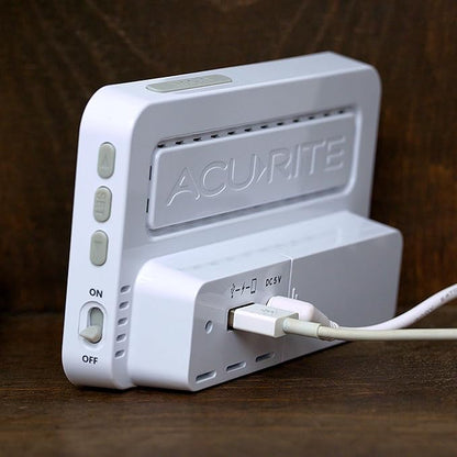 AcuRite Intelli-Time Digital Alarm Clock for Bedroom with USB Charger, Indoor Temperature and Humidity for Heavy Sleepers (13040CA)