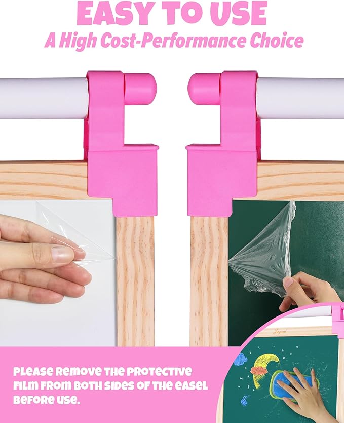 JOYOOSS Easel for Kids Art Easel Kids Easels for Toddlers,Wooden Kid Easel with Paper Roll - Chalkboard for Kids Adjustable Double Sided Kids Dry Erase Board, Outdoor Easel for Kids Art Easel Toddler