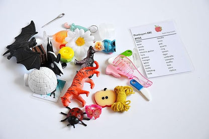 TomToy Apple Alphabet Objects Set for Montessori ABC Box, Set of 26 Objects