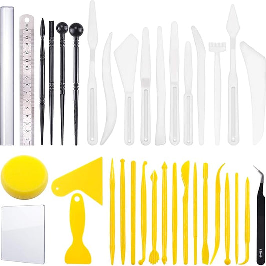 Swpeet 36Pcs Modeling Clay Sculpting Tools Kits, Ball Stylus Tool, Pottery Tools, Rubber Tip Pens, Plastic Clay Tools,Sculpting Kit for Making Modeling Clay Cake Fondant Decoration,Clay,Ceramics