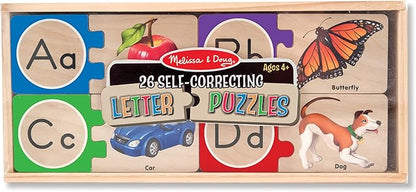Melissa & Doug Self-Correcting Alphabet Wooden Puzzles With Storage Box (52 pcs)