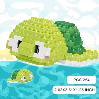 Marine Animals Building Blocks Sets Mini Building Blocks Ocean Animal Sea Creatures Building Blocks Set Mini Building Blocks Toys STEM Gifts for Kids Adult(Sea Turtle)