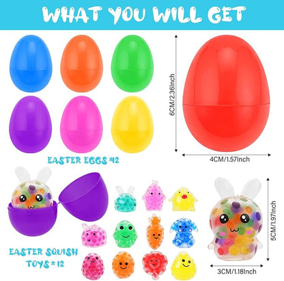 12 Pack Prefilled Easter Eggs with Squeeze Toys Inside, Easter Basket Stuffers Easter Egg Fillers, Gift Exchange and Party Favors