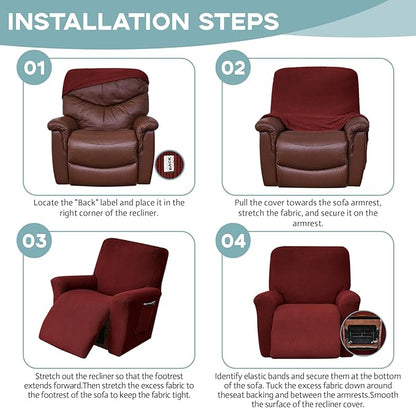 Recliner Chair Cover Lazy Boy Recliner Covers Recliner Covers for Recliner Chair 1 Piece Furniture Protector Prevent wear and pet Hair（Recliner,Dark Red）