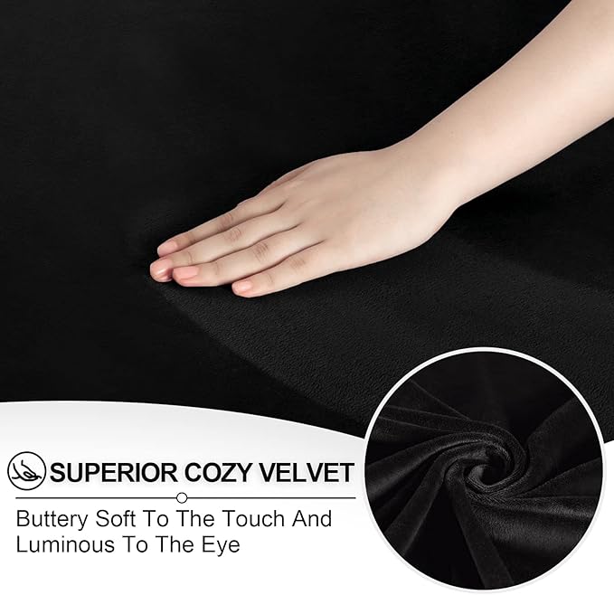 FestiCorp Recliner Chair Covers Real Velvet 4-Pieces Recliner Covers for Small Lazy Boy Recliner Chair Stretch Recliner Sofa Slipcovers Furniture Protector with Side Pocket & Elastic Bottom, Black